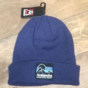 Avalanche Hiking Marled Knit Cuff Navy Blue Adult Beanie Winter Hat, NWT